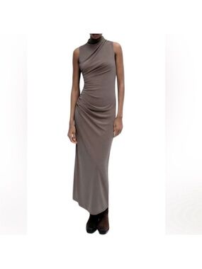 Grey Zara midi dress.